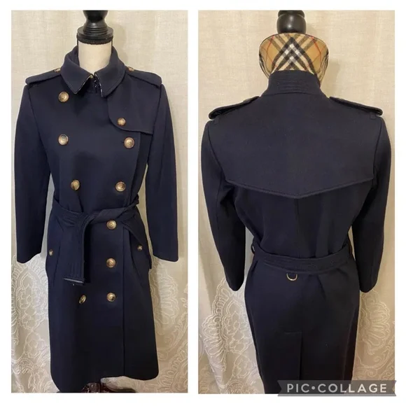 Burberry Kensington cashmere navy trench coat - Picture 2 of 15